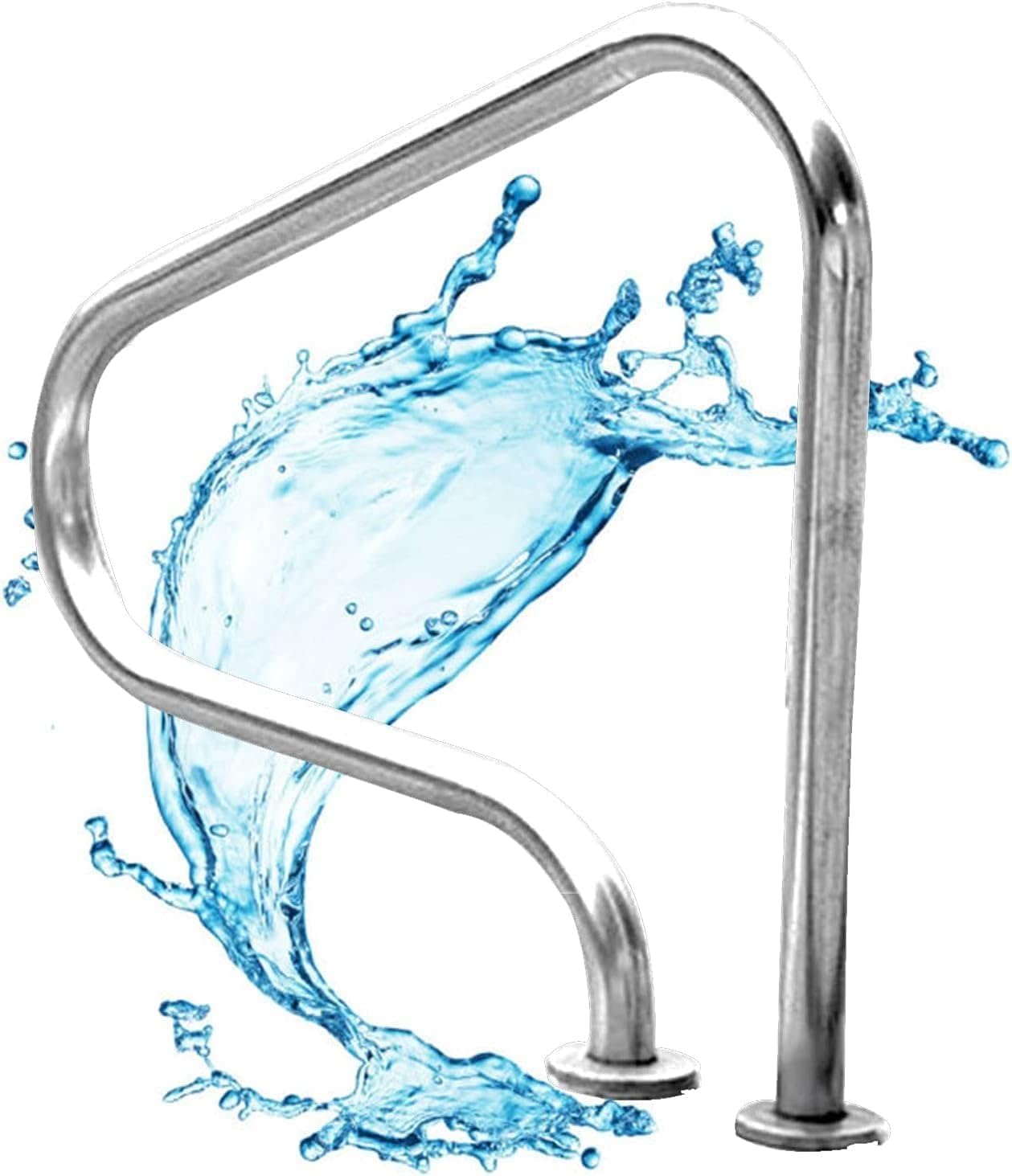 Swimming Pool Handrails, 304 Stainless Steel Safety Handle, Pool Stair Rail Humanized Ladder Step Handrail for Garden Backyard Pools (1PCS)