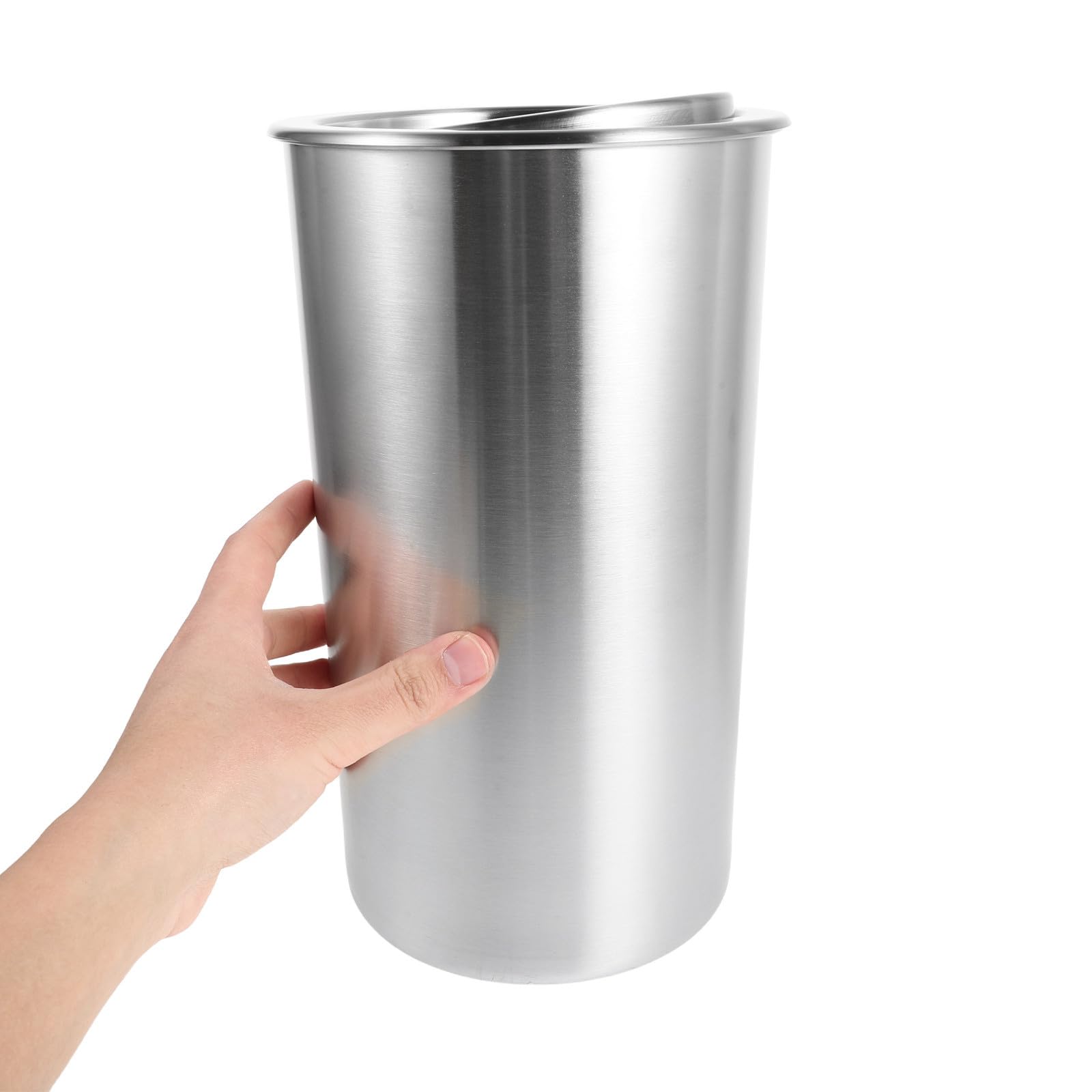 ibasenice Cubo de Basura Empotrado de 5,5l Tapa Abatible, Diseño Redondo de Acero Inoxidable para Cocina y Restaurante, Fácil de Limpiar y Ahorro de Espacio
