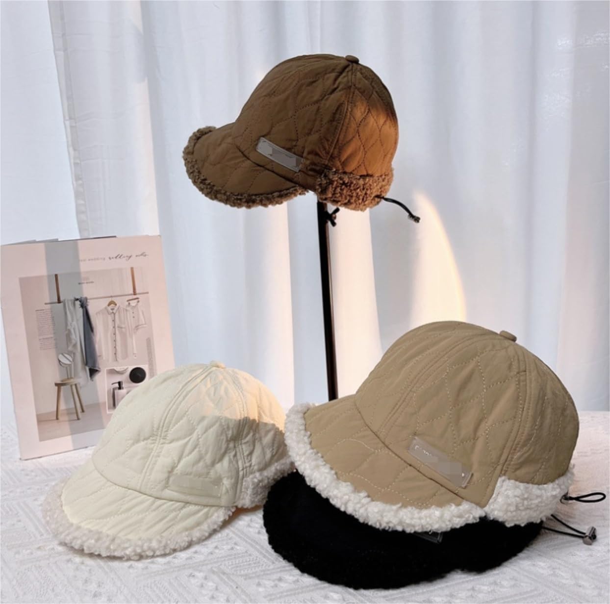 Gorro Invierno Bonito Gorro De Invierno para Mujer, con Visera Ajustable, Grueso Y Suave para Gorros Cálidos(Bruin)