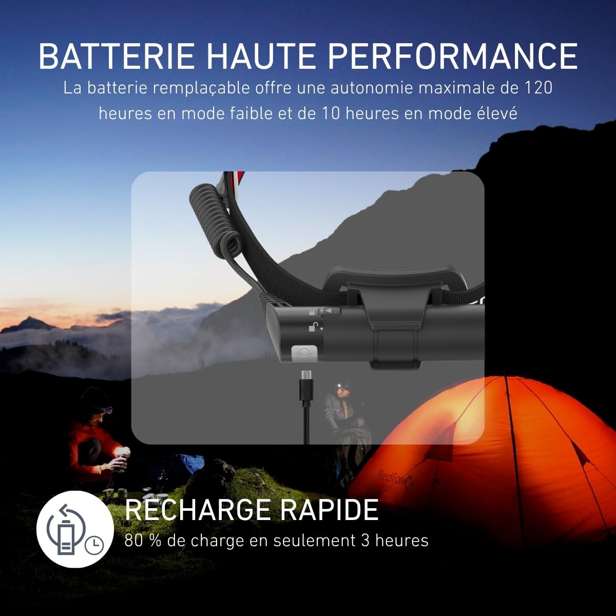 Ledlenser H8R |2017|Lampe frontale rechargeable LED, 600 lumens, 150 m, 120h d’autonomie, lumière arrière rouge, câble de Charge USB – Trail, chasse, DIY, travaux