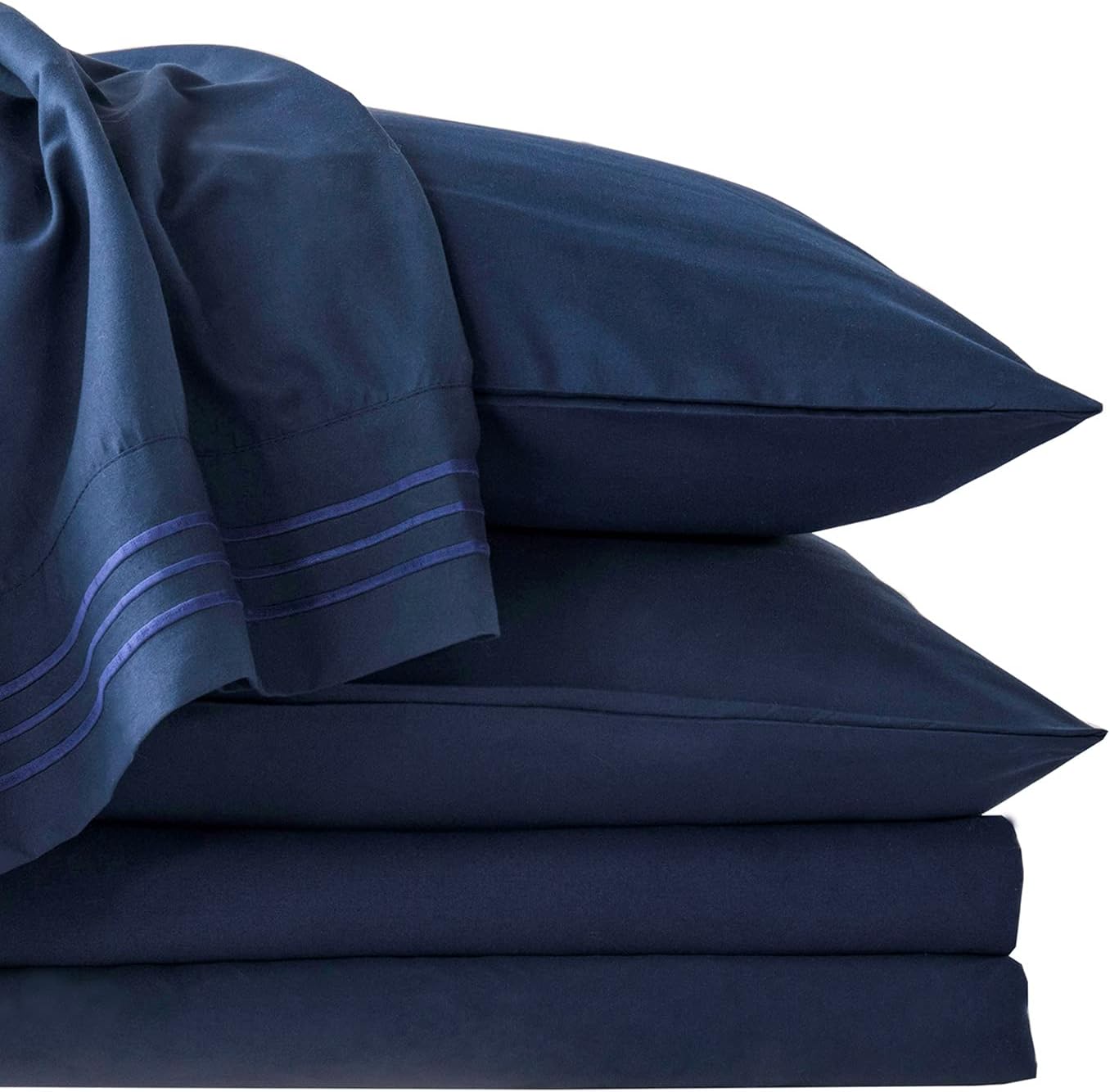 LIANLAM King 6 Piece Bed Sheets Set - Super Soft Brushed Microfiber 1800 Thread Count - Breathable Luxury Sheets Deep Pocket(Deep Blue,King)