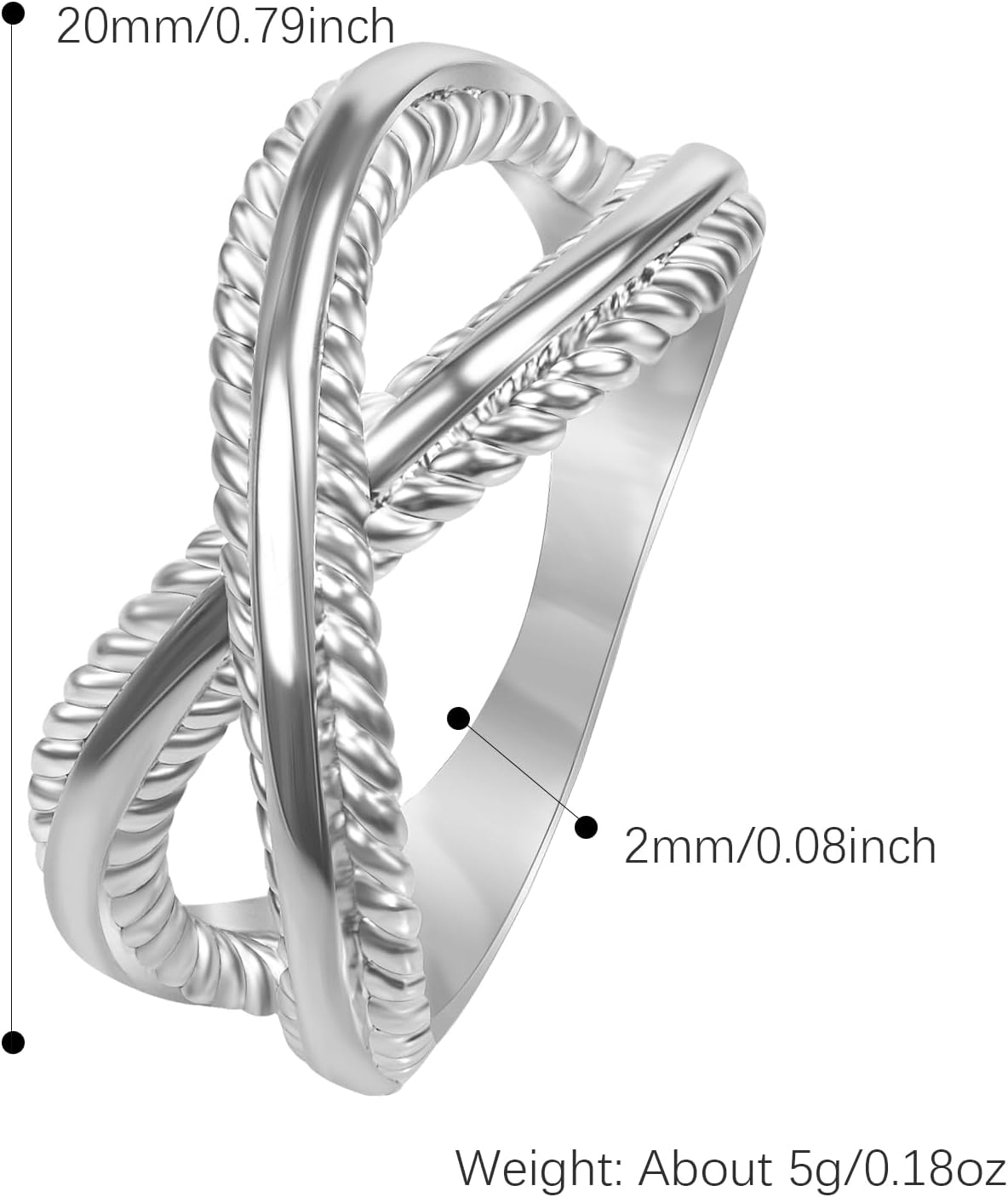 Designer Inspired Jewelry Two Toned Twisted Cable Wire Eternity Knot Ring Trendy Crossover Ring for Women Gift - Image 7