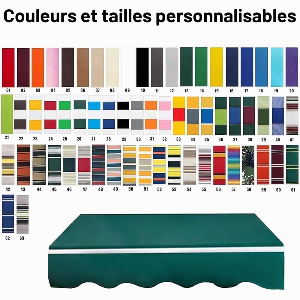 Toile De Store Banne Manuel Rétractable, 3x2m 5x3.0m Tissu De Remplacement pour Auvent pour Terrasse, Couverture D'auvent pour Pare-Soleil Imperméable(Red,3.5x2.5m/11.5x8ft)