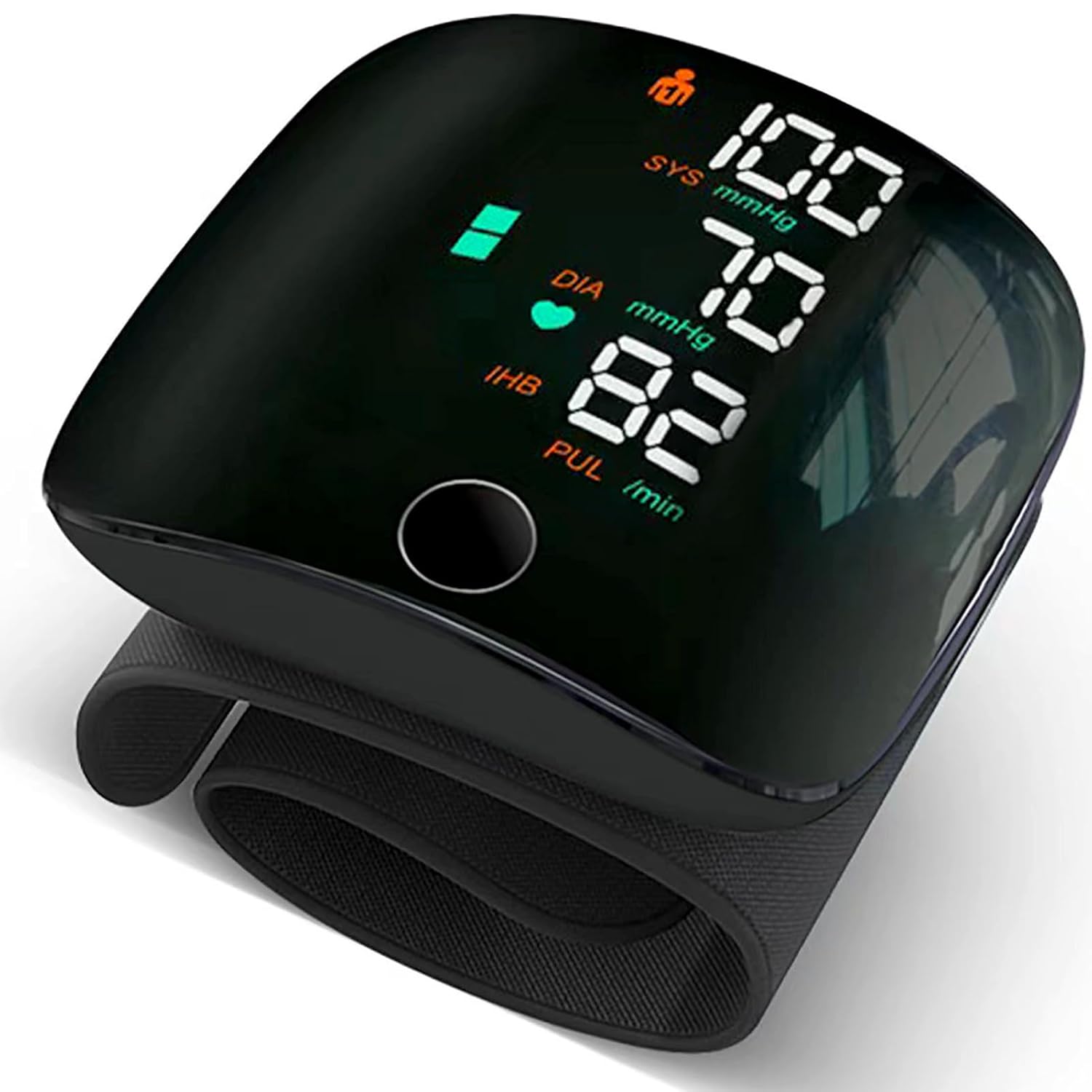 Joyyko BK-606 Automatic Wrist Blood Pressure Monitor displaying blood pressure and pulse readings.
