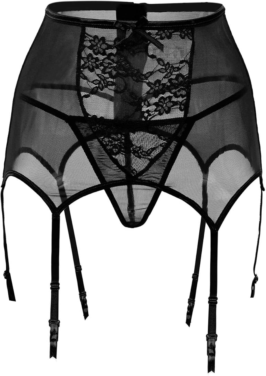 High Waisted Lace Suspender Belt 