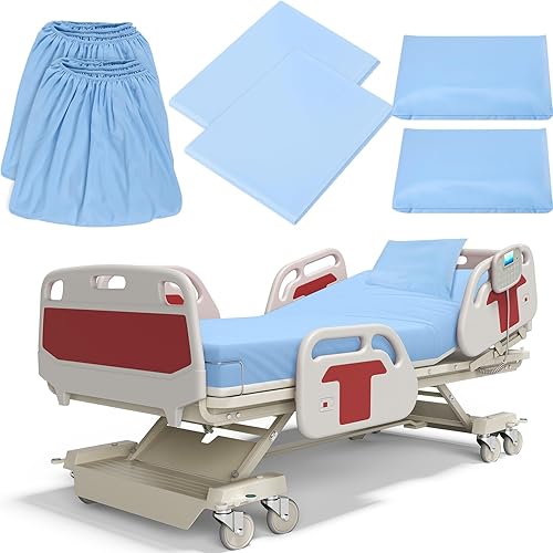 Moukeren Juego de 6 sábanas de hospital para uso doméstico, juego de sábanas bajeras extralargas de 36 x 84 x 14 pulgadas, incluye funda de edredón