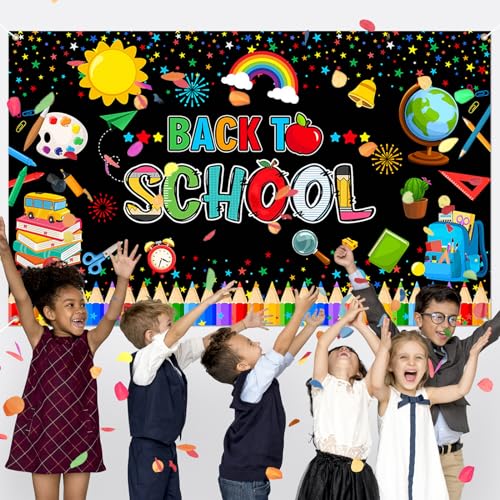 Lecheme Back to School Backdrop First Day of School Backdrop for Kids Welcome Back to School Banner for Classroom Decorations Photography Background for First Day of School - Image 3
