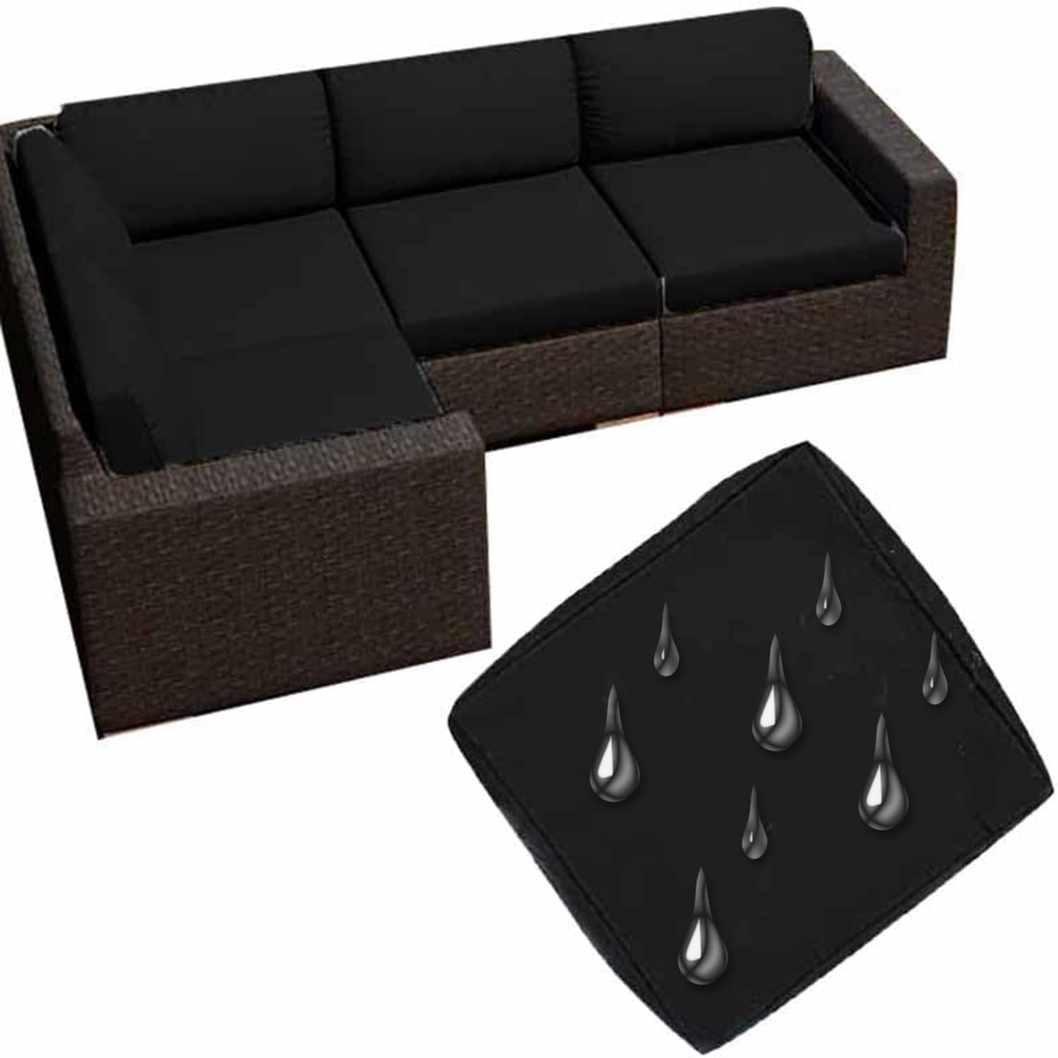Uwobtn Color 3 Replacement Outdoor Cushion Covers Waterproof, 50X50 60X60 Garden Sofa Seat Cushion Slipcover With Zipper, Removable Patio Cushion Covers For Indoor Outdoor Rattan Furnitur(,60X55x10cm)