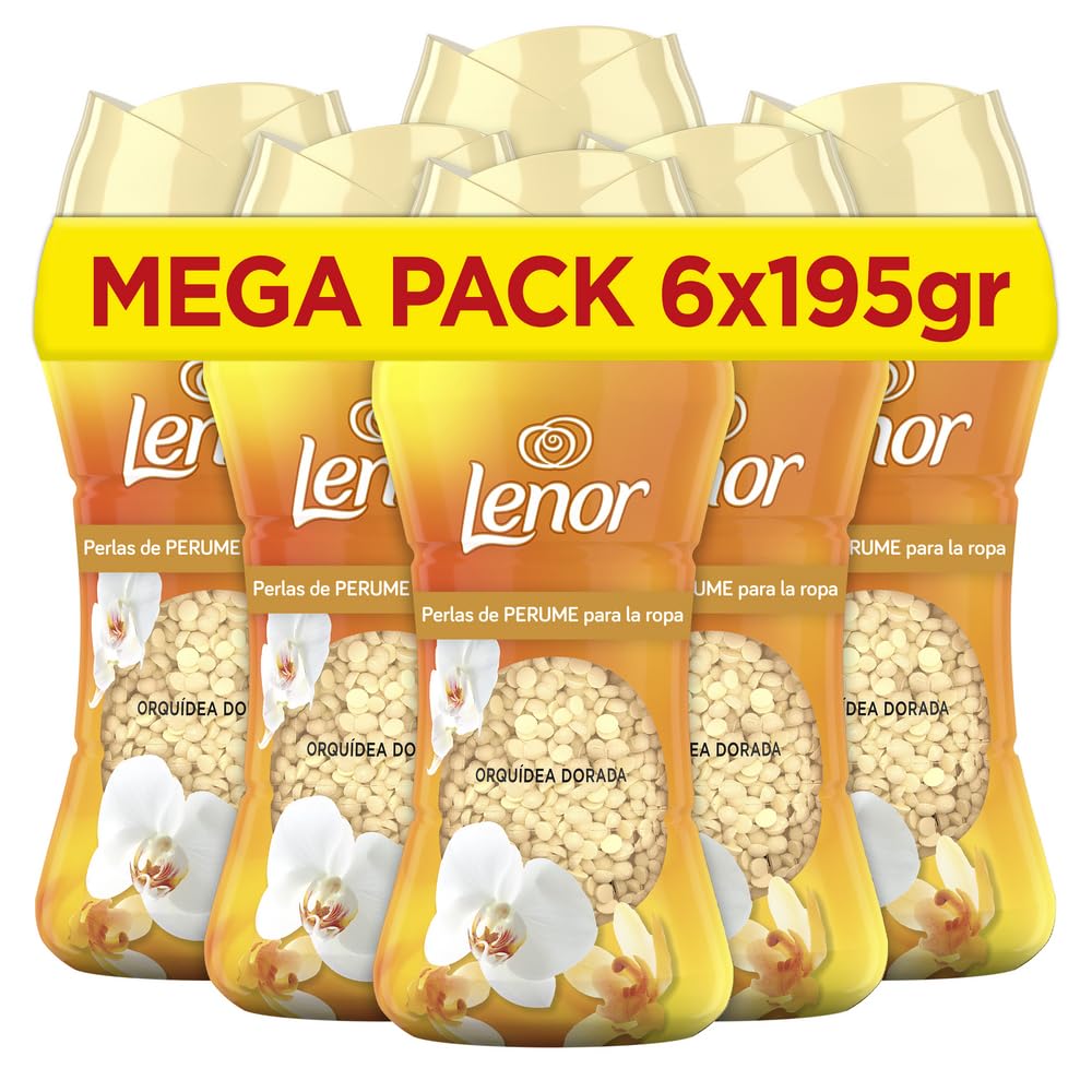 Lenor UNstoppables Perfume Beads for Clothes, 96 Washes (6 x 195 g), Fabric Softener with Golden Orchidia Fragrance, Freshness Enhancer