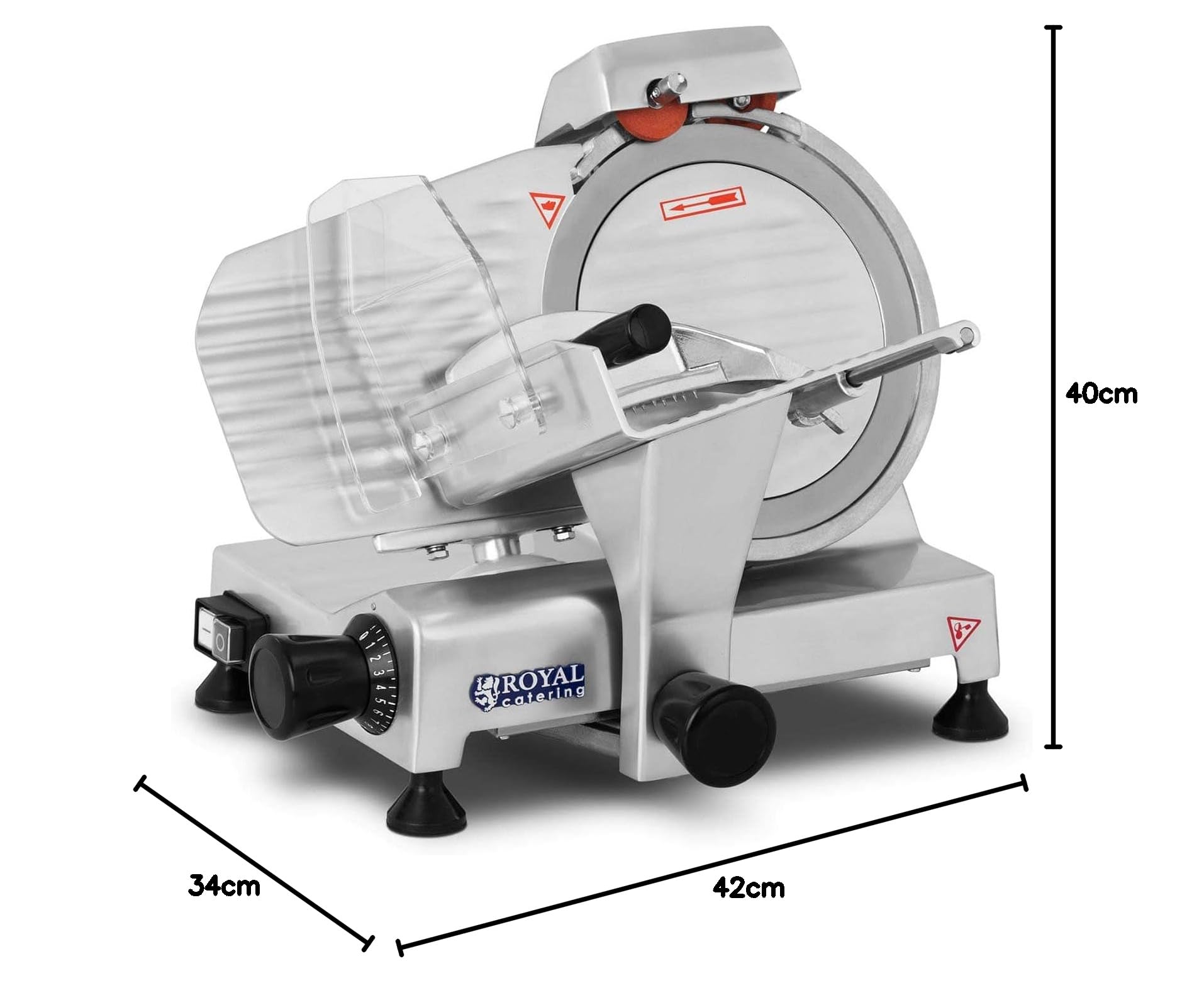 Royal Catering - RCAM 220PRO - Affettatrice - da 0 a 12 mm - 120 W - Ø 22 cm - Dispositivo di affilatura - Serie PRO - Spedizione gratuita