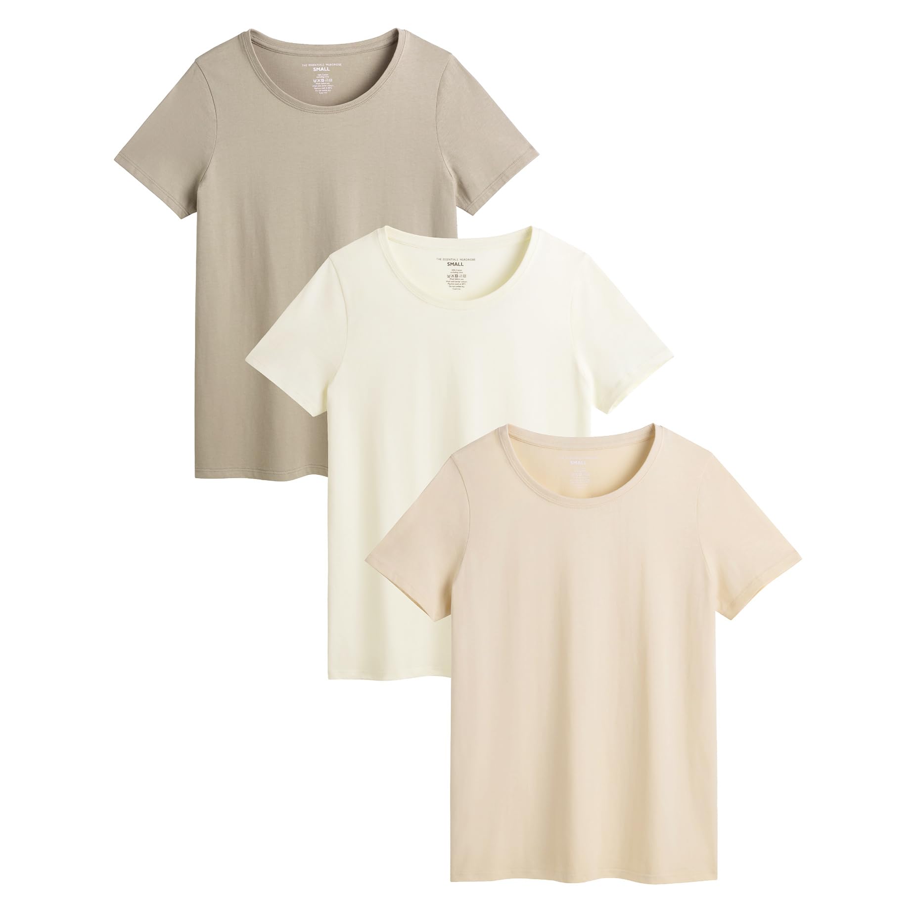 The Essentials Wardrobe Ladies TEW 3 Pack T- Shirt - Neutral - Medium