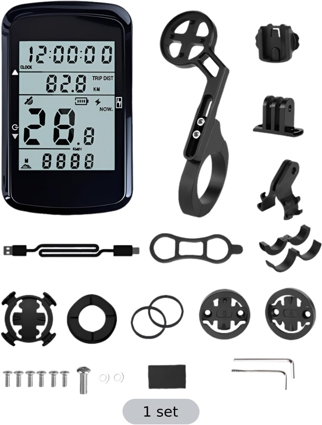 GPS Computer, Wireless Cycling Speedometer Odometer with Ipx7 Waterproof Design, Real-Time Display, Accurate Positioning, Easy Data Sync, Type-C Charging, Mountain Bracket