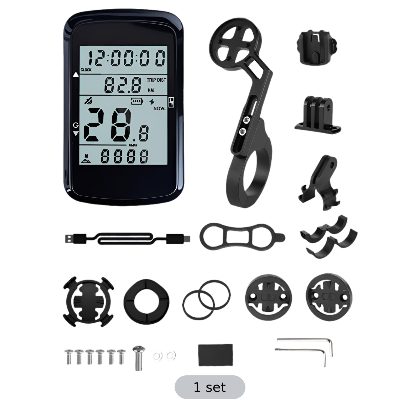 GPS Fahrradcomputer, kabelloser Tacho und Odometer mit präziser Positionierung, Echtzeitanzeige, IPX7 wasserdicht, einfacher GPX-Datensync, Typ-C-Laden, inklusive Halterung für Mountainbike