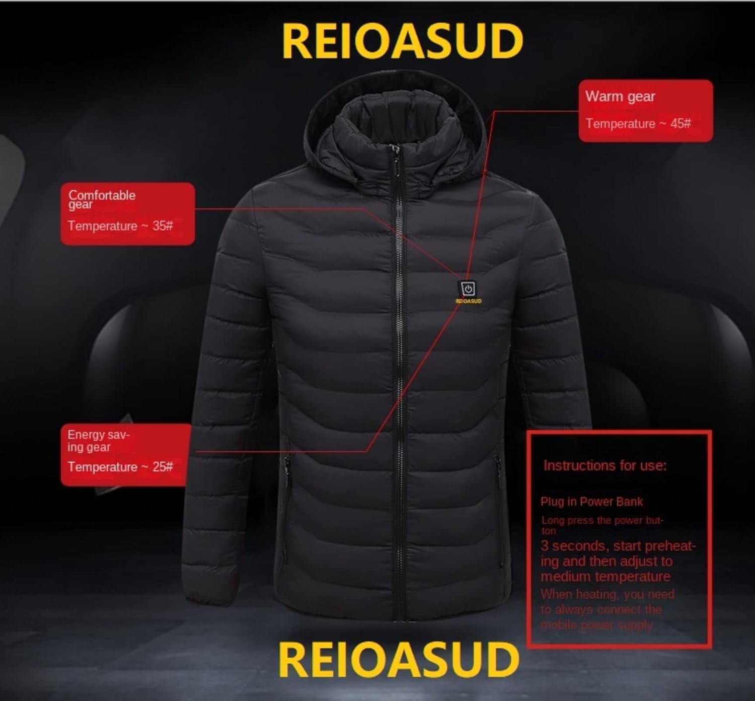 2026 Heated Hoodie Zip Heated Jacket Multiple Heating Zones Coat with 3 Heating Levels for Men Women Winter Outdoor - Image 2