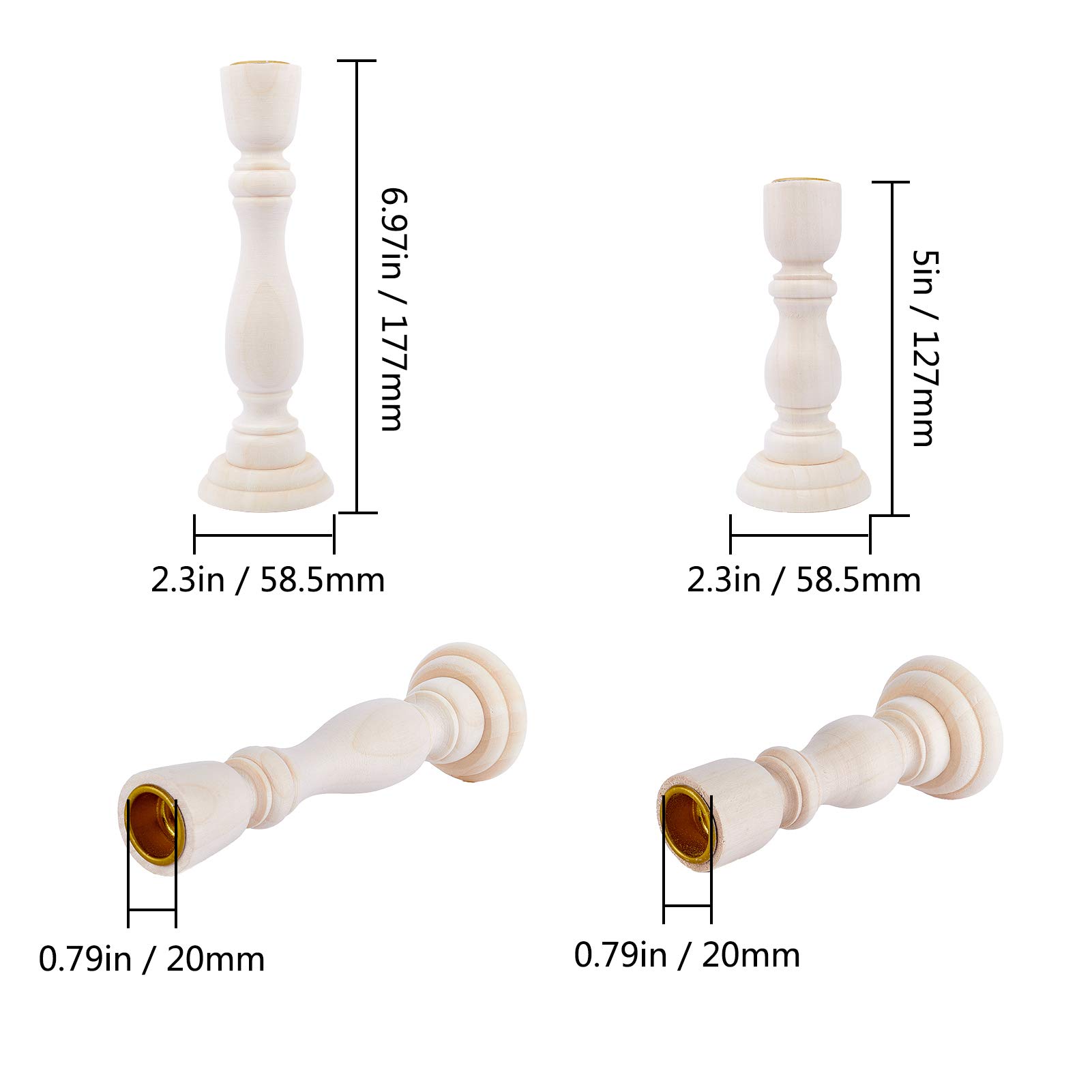 GORGECRAFT 2PCS Candelieri In Legno Non Finiti 7 pollici e 5 pollici con Portacandele In Legno Classici Da 0.8 pollici per Decorazioni di Nozze Domestiche