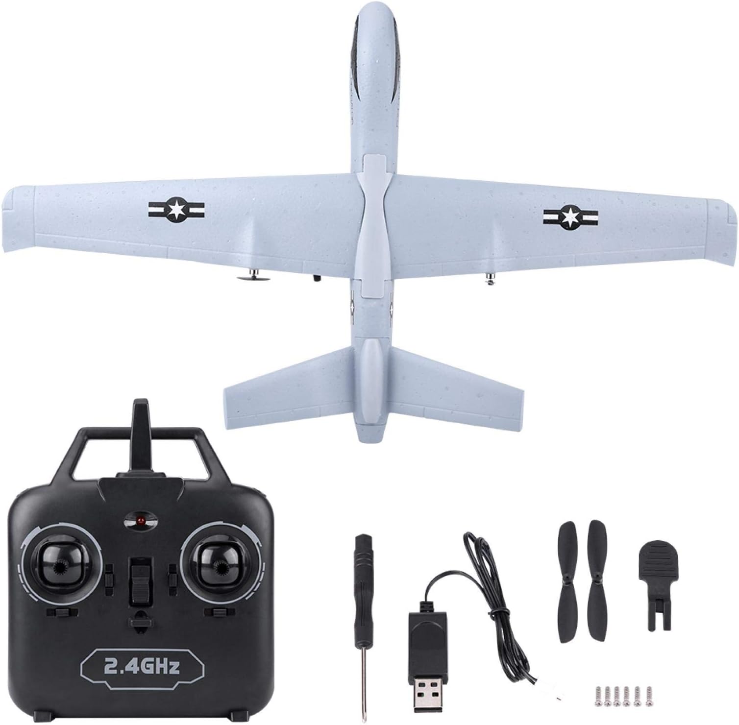 cnyolee Lightweight Rc Airplane, Folding Wing Rc Airplane Kit, For Kids Adult Teenager Children(Add Light Bar, Black)