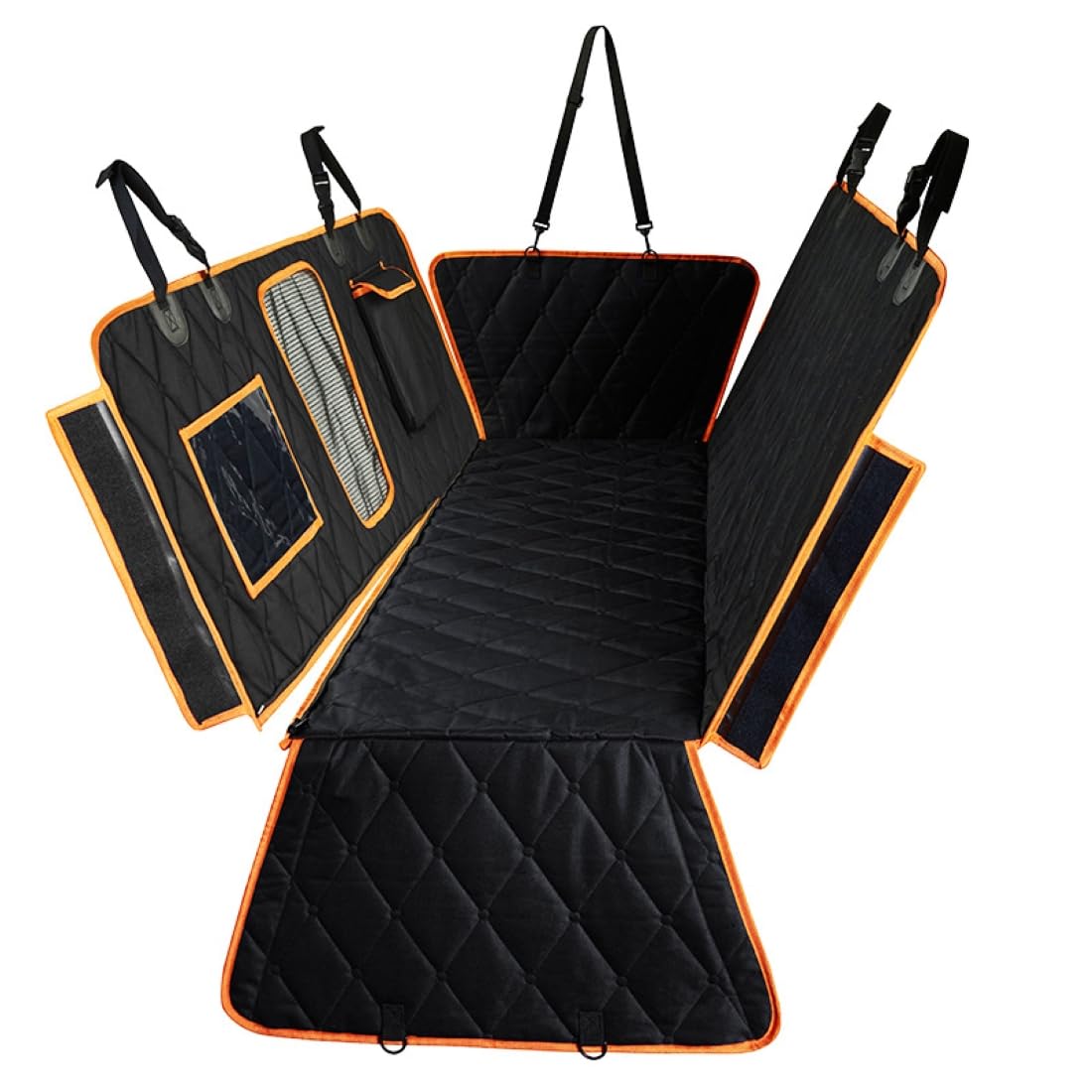QSJKLC Dog Car Seat Cover Dog Hammock,For BMW X5 2019-2024 Dog Car Seat Cover,Nonslip Car Pet Backseat Protector with Mesh Window,F-BlackOrange