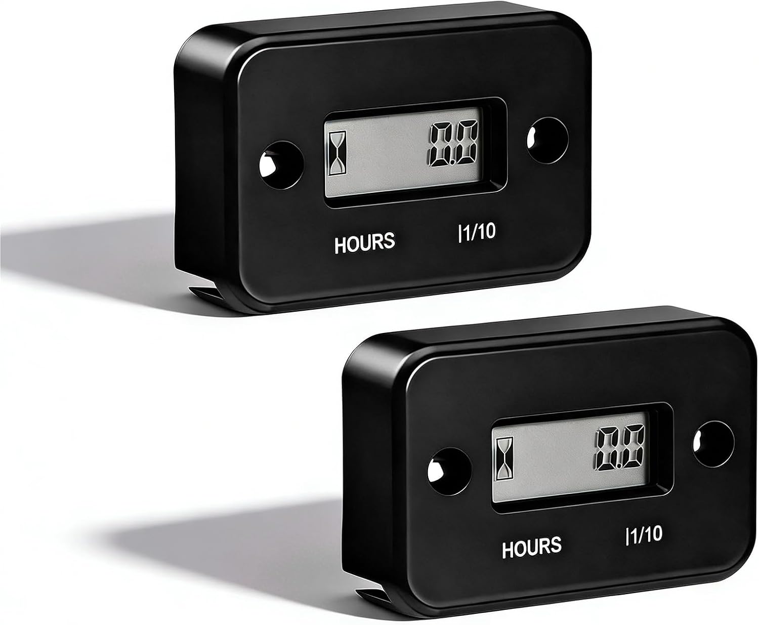 2 PCS Inductive Hour Meter, 3V Digital Motorbike Automatically Shutdown Hourmeter Small Engine Gauge, Waterproof Hour Counter for Gas Engine Powered Motorcycle Dirt Bike (Black)