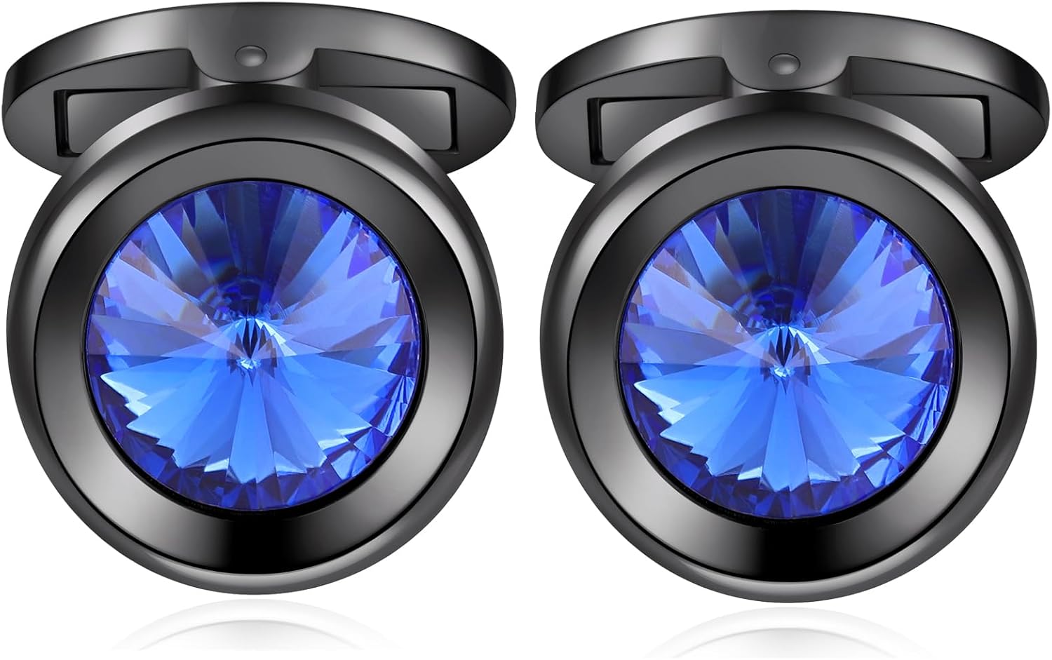 HONEY BEAR Round Crystal Diamond Cufflinks for Men Wedding Business