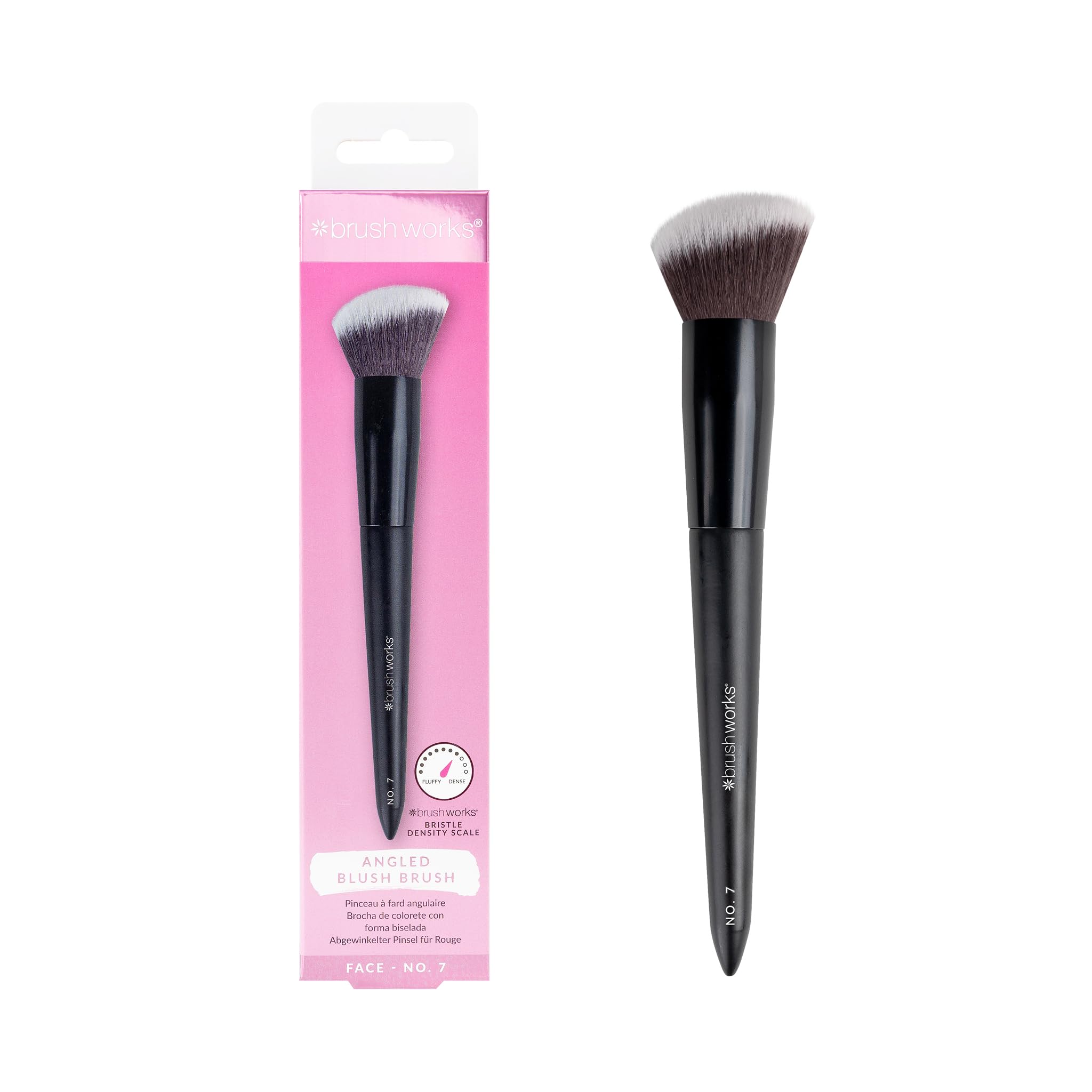 Brushworks No. 7 Angled Blush Brush – Professional Angled Makeup Brush, Super-Soft Synthetic Bristles for Seamless Powder, Cream & Liquid Blush Application – Vegan & Cruelty-Free
