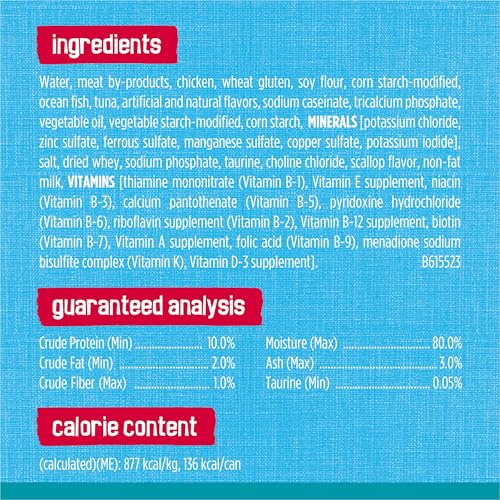 Purina Friskies Wet Cat Food Tasty Treasures With Ocean Fish and Tuna in Sauce (Scallop Flavor) - (Pack of 24) 5.5 oz. Cans