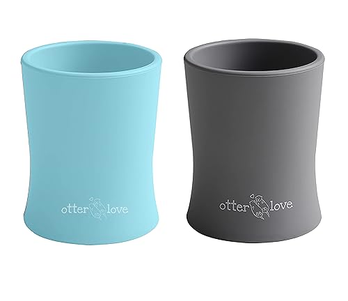 otterlove Taza de entrenamiento de silicona para bebés y niños pequeños, aprobada por OT pediátrica, 100% silicona LFGB pura de platino, irrompible,