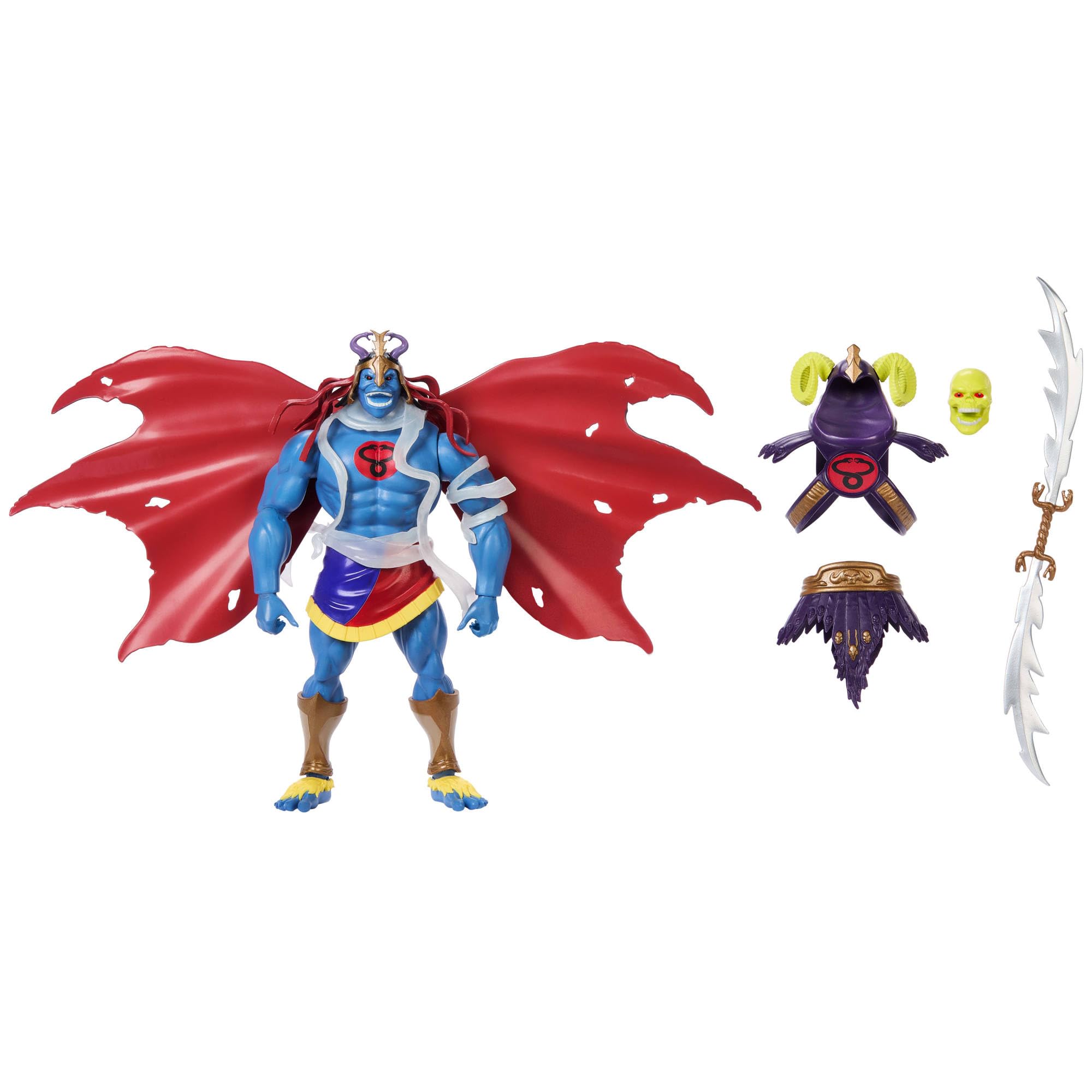 Masters of the Universe Origins x ThunderCats - Skell-Ra, action figure snodabile anni '80, con spada, mantello, armatura e teste intercambiabili, giocattolo per bambini, 6+ anni, JFX01