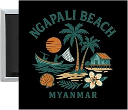 Ngapali Beach Myanmar Keepsakes Souvenir 2.5 x 2.5-Inch Fridge Magnet (Single)