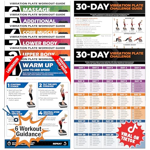 POCAZONE Vibration Plate Workout Poster, Full-Body Exercises + 30-Day Personalized Plan, Beginner to Advanced Guidance, Fits All Vibration Machines, Home Fitness & Recovery