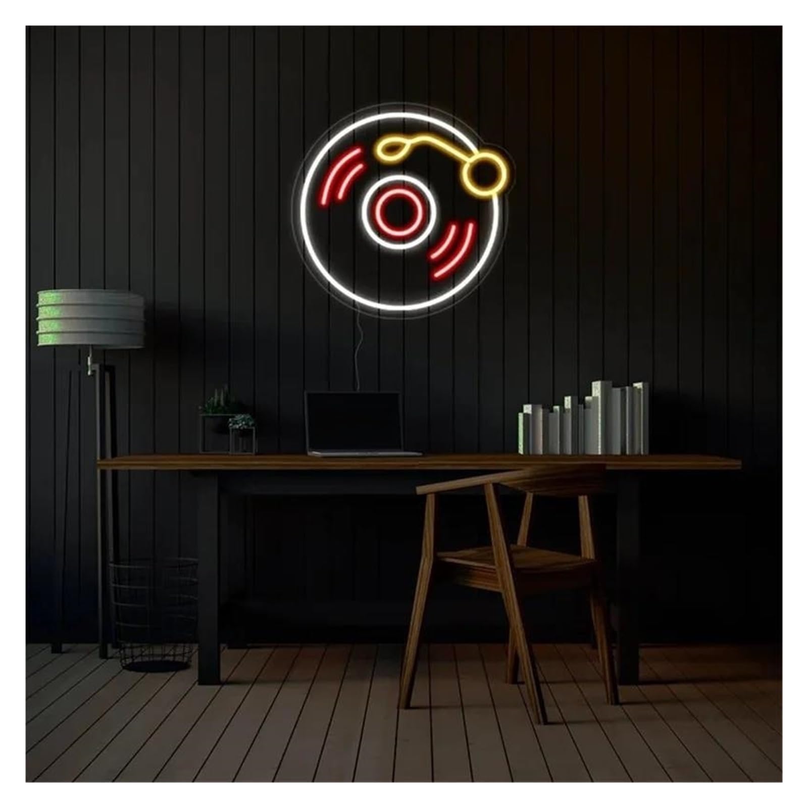 SHOUXI Sign Lamp DJ Records Neon Signs, USB Powered Music Neon Lights Suitable for Club Bistro Window Decor 30cmx34cm(C)