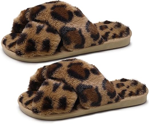 leopard print open toe slippers