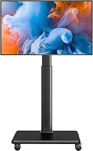 Universal Floor TV Stand, Rolling Floor TV Mount with Wheels, 80 Degree Swivel Height Adjustable for 27 to 65 Inch LCD LED…