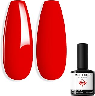 modelones Red Gel Nail Polish,15 ML Hot Summer Nail Polish Colors Ferrari Red Gel Polish Soak Off LED Nail Art DIY Salon Gift for Women Mom