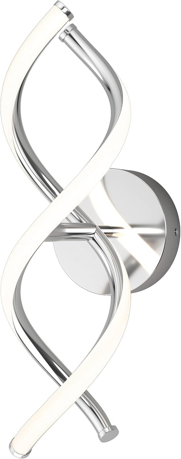 artika DNA 12W LED Modern Wall Sconce Light, Chrome Finish, Ideal for Bathroom, Living Room, Bedroom, Hallway - 850 Lumens, 3500 Kelvin, Made of Aluminum, No Bulb Required