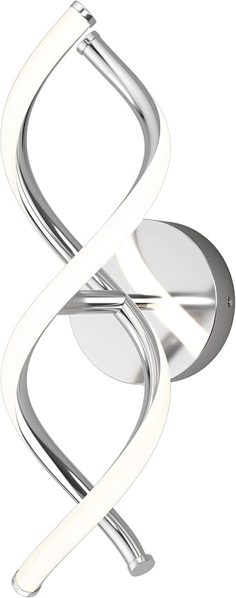artika DNA 12W LED Modern Wall Sconce Light, Chrome Finish, Ideal for Bathroom, Living Room, Bedroom, Hallway - 850 Lumens, 3500 Kelvin, Made of Aluminum, No Bulb Required