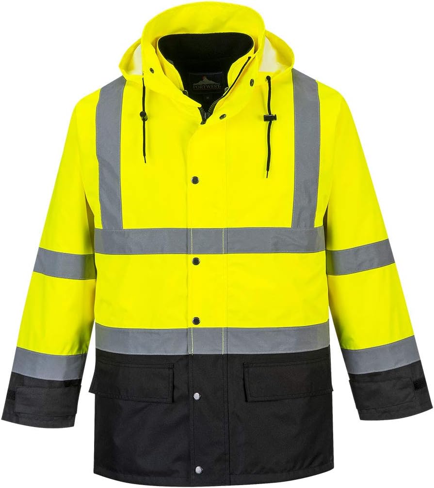 Portwest 5in1 Hi-Vis Executive Jacket Viz Insulated Safety Visability Work Wear Rain ANSI 3, YellowBlack, XXL