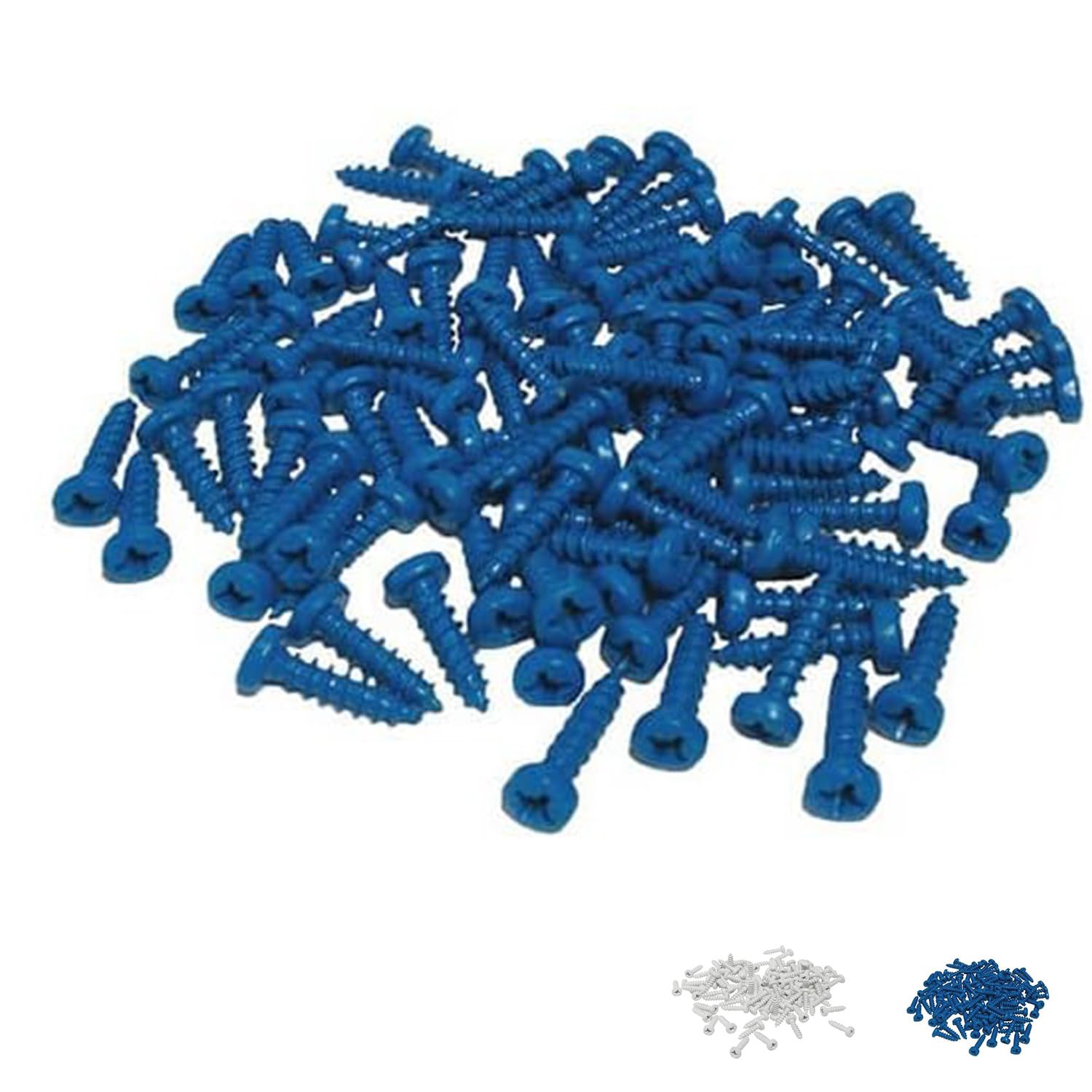 Virsus 100 Viti in Acciaio Zincato per Targa Europea 3128, misura 4,5x18 mm, viti con impronta a croce, testa cilindrica bombata, filettatura intera, autofilettante, per auto e moto (Blu)