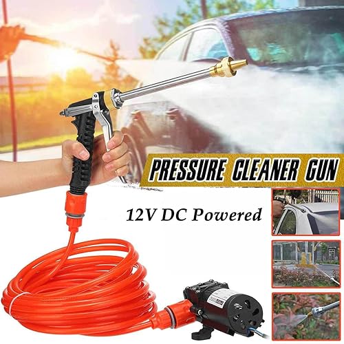 Miniatura 5 de Lavadora a presión de 12 V, lavadora a presión portátil de 130 PSI con manguera de 20 pies, lavadora eléctrica portátil para automóviles, hogar,