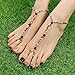 Kenjudess Bohemian Multi-colored Beaded Barefoot Sandals 2pcs Summer Beach Pearl Foot Chain with Toe Ring Crystal Slave Anklet Accessories for Women (Color)