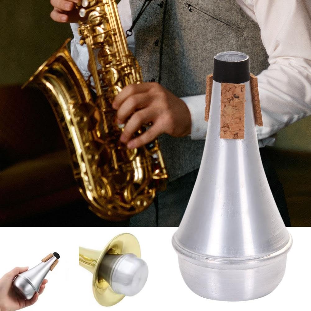 Generic Trombone Mute, Aluminum Alloy, Silver, B flat, 5.1' x 2.6' x 2.6'