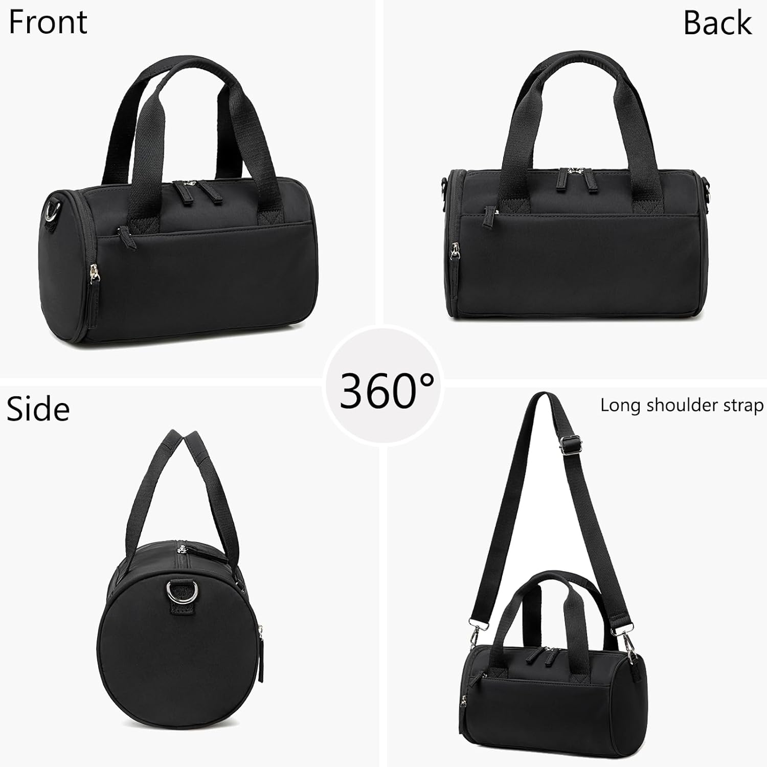Mini Gym Bag for Women Girls Cute Small Duffle Bag 12'' with Multifunctional Pockets Workout Sport Bags Dance,Fitness,Yoga (Black) - Image 6