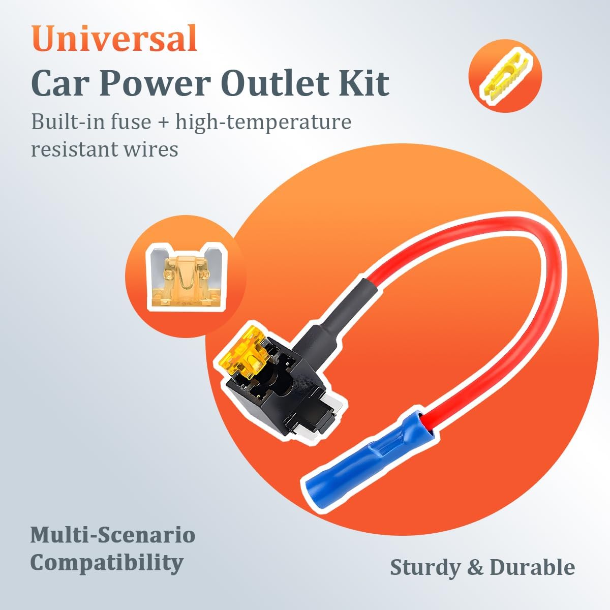 Osilly Car Low Profile Add-a-Circuit Fuse Adapter, 16 AWG Mini ATS Blade Fuse Holder with 5 Amp Low Profile Mini Blade Fuse, Automotive Accessories, Universal for SUV RV Truck