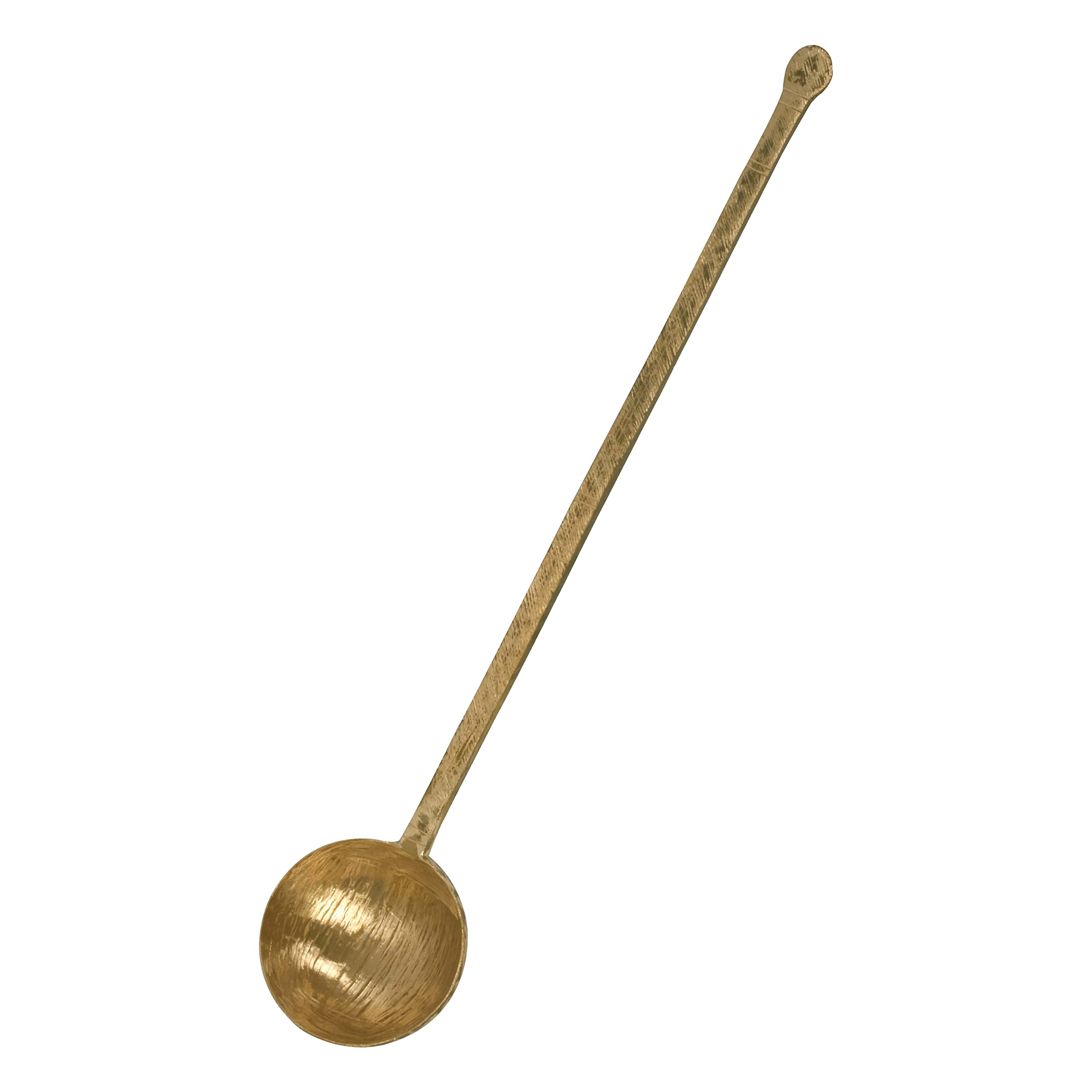 HOKOYA Handmade Traditional Brass Ladle | Handmade Brass Cooking Cooking Spoons for Kitchen (Dal Ladle)