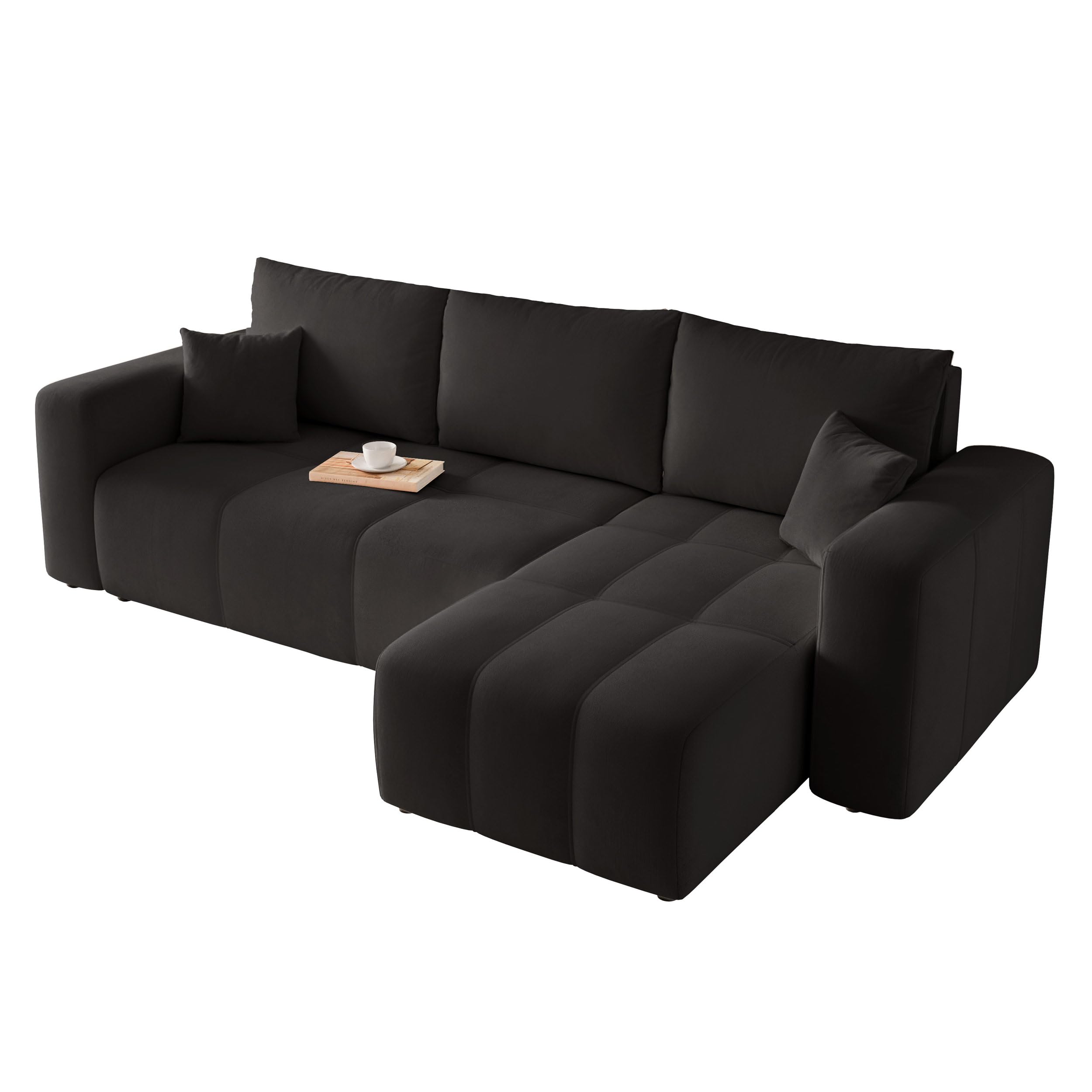 GREKPOL Sofa Schlafsofa mit Bettkasten 145x248 Schwarz