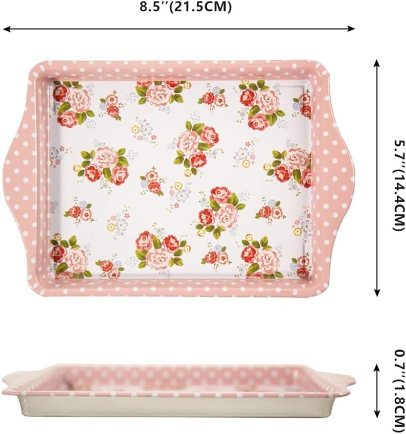 FMURY Decorative Kitchen Small Tray Painting Decorative Plate Rustic Wall Dining Table Storage Tray Snack Storage with(E) image 2