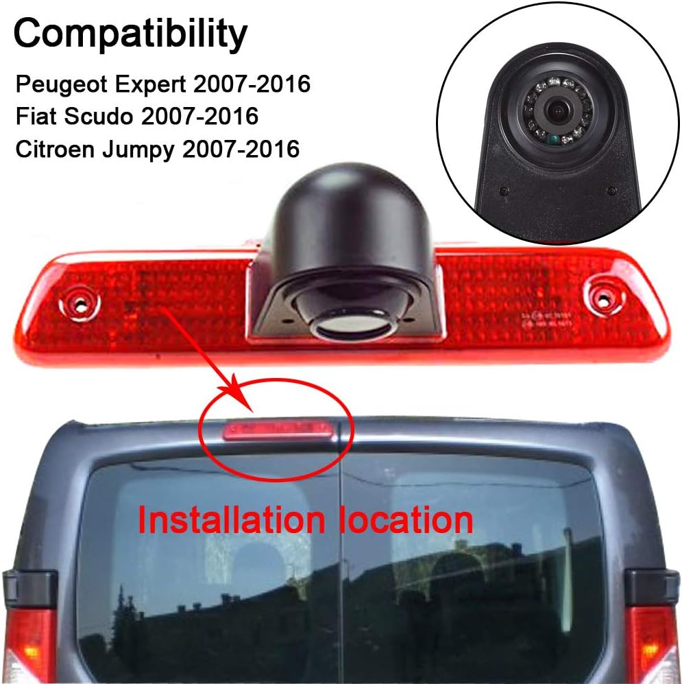 HD rear view camera car third roof top mount brake light camera brake light rear view camera Transporter Van Peugeot Expert/Fiat Scudo/Citroen Jumper/2007-2016