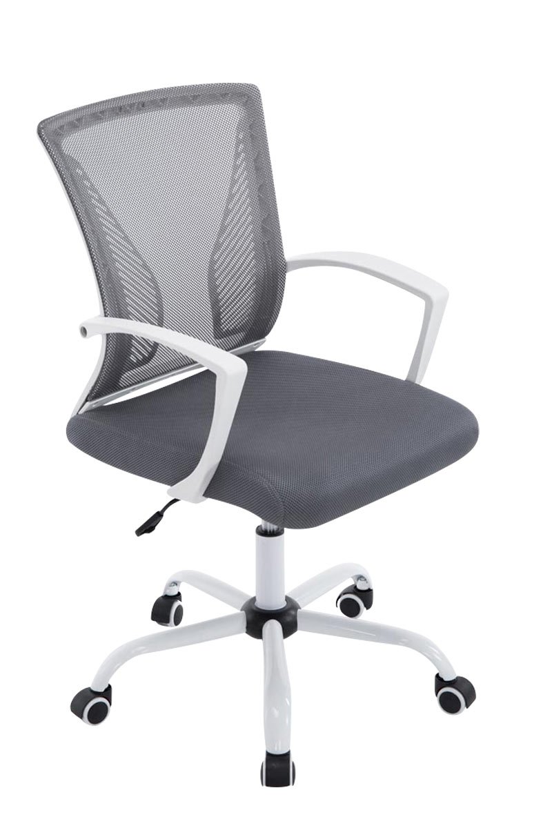 CLP Silla Oficina Tracy en Malla Transpirable I Silla de Ordenador Regulable en Altura & Ergonómica I Silla de Escritorio con Ruedas, Color:Gris, Color del Marco:Blanco