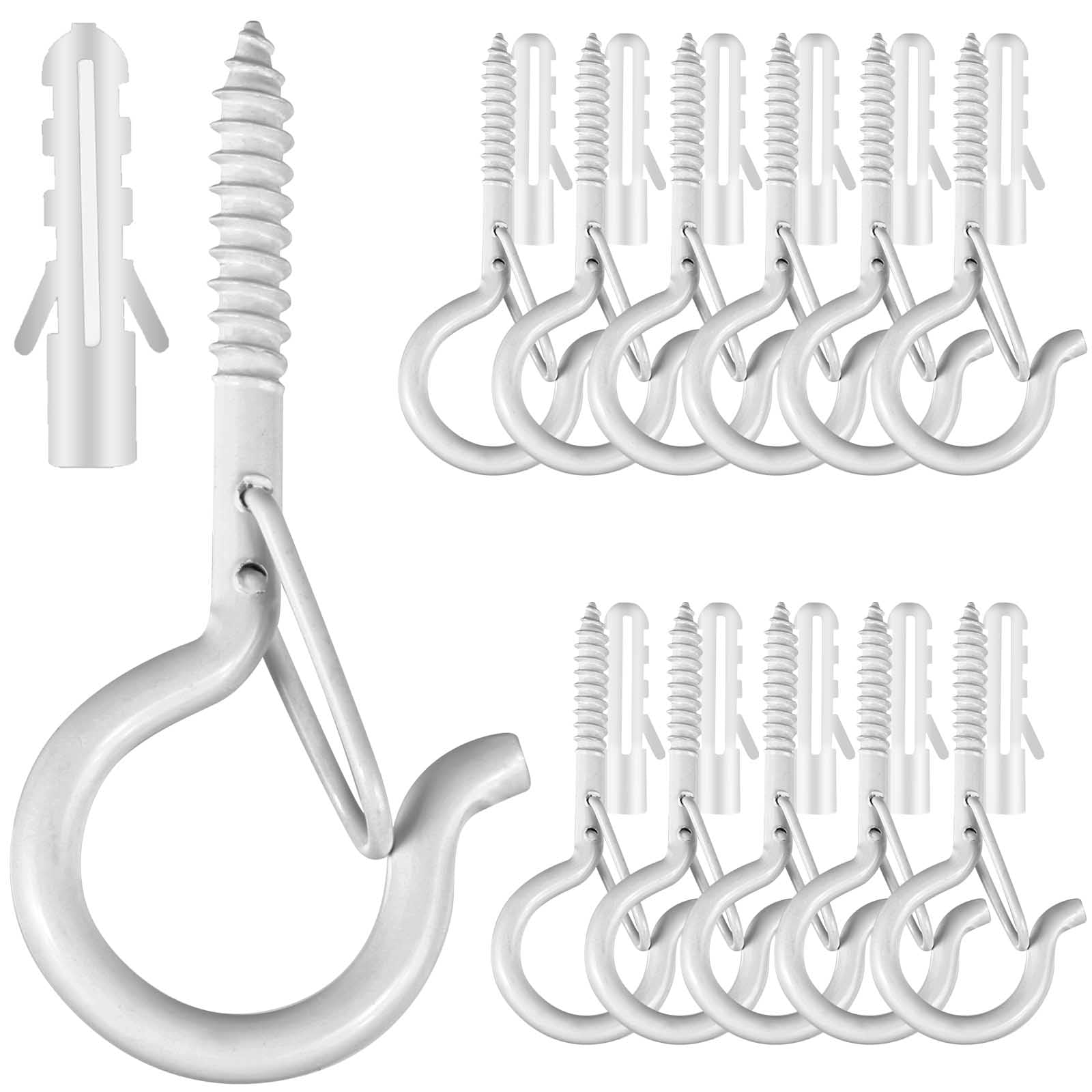 FSAH 12 PCS Q-Hanger Hooks with Safety Buckle, Windproof Screw Hooks