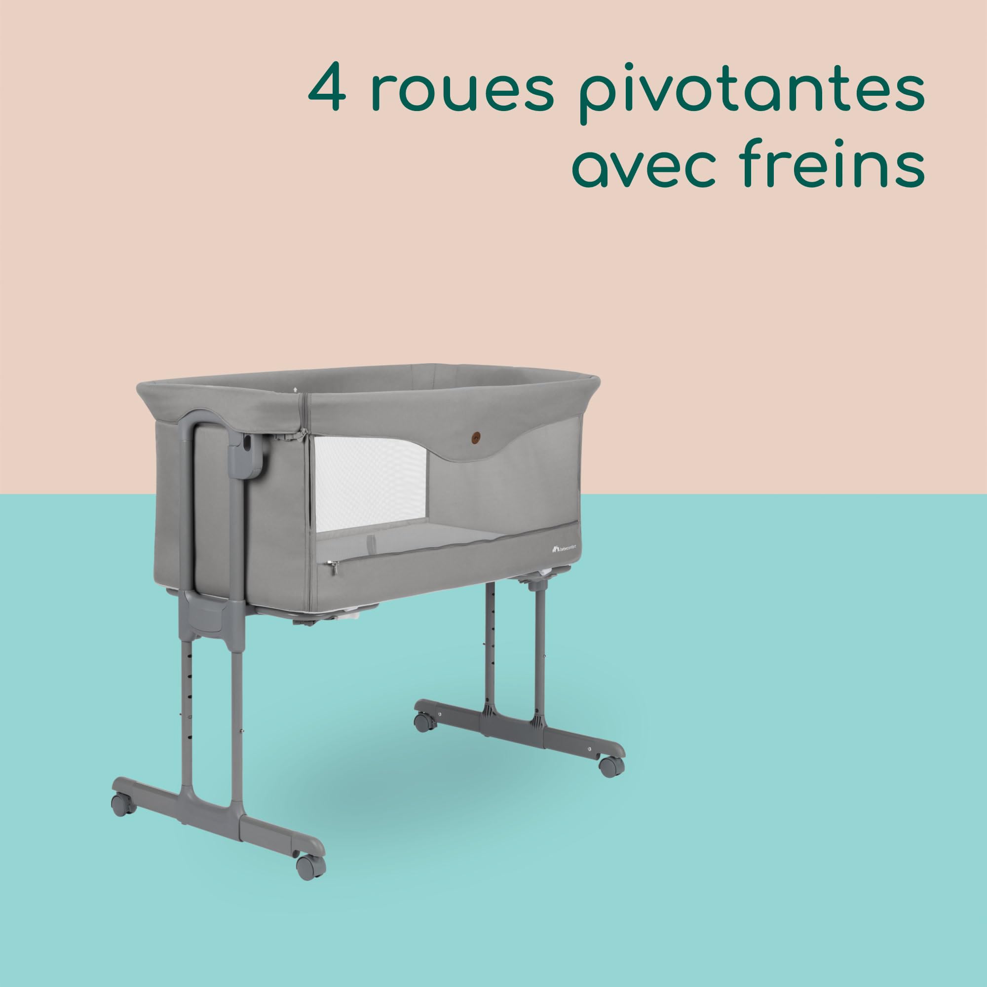 Bebeconfort Amara, Lit bébé, 0-6 mois, 0-9 kg, Berceau, Lit et berceau 2-en-1, Pliage compact en 3 secondes, Facile à transporter, Sac de voyage pratique, Tinted Grey
