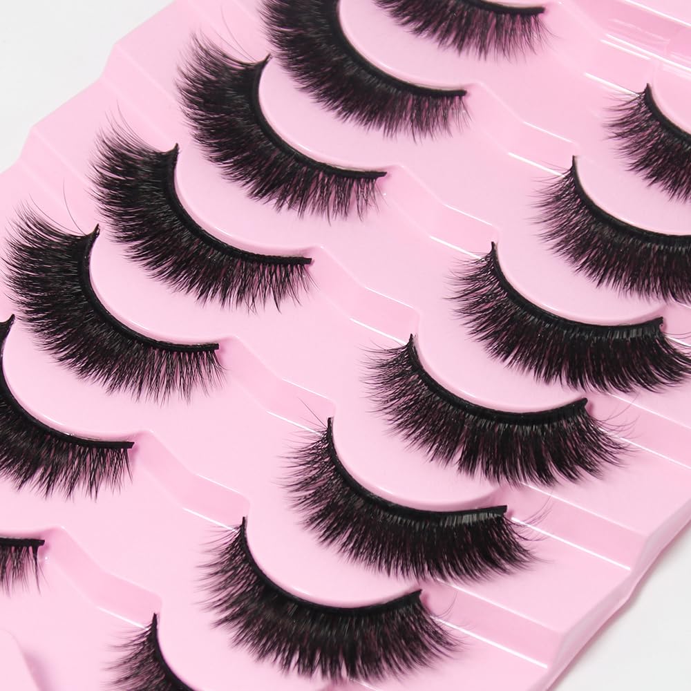 AKARA Ciglia Finte Naturali 7 Paia 3D Ciglia Finte False Eyelashes Visone Artificiale (3D-BN07)